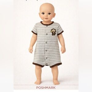 Carter's Striped One Piece with Monkey Patch